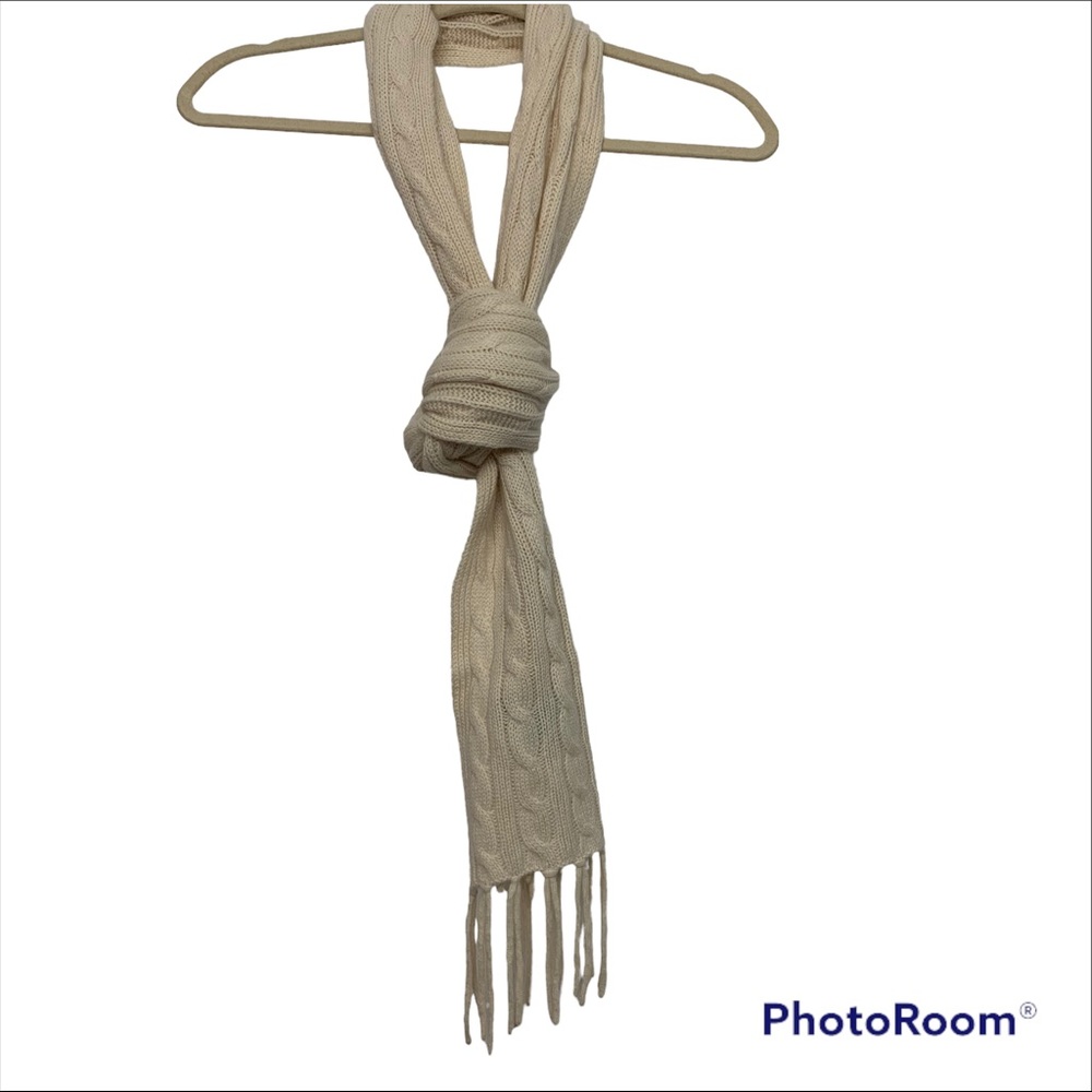 Pure Cashmere 100% Cashmere Cream Cable Knit Scarf